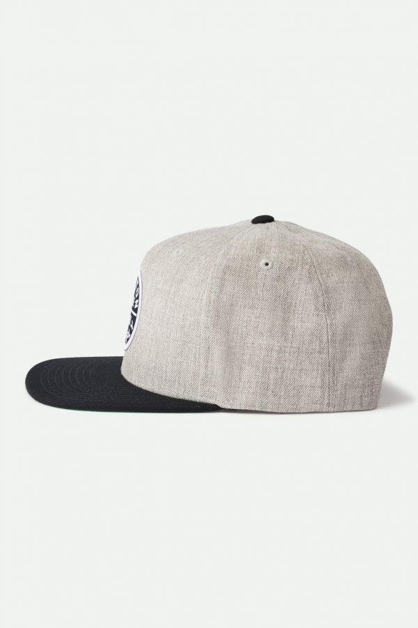Brixton Oath III Snapback - Light Heather Grey/Black - Image 3