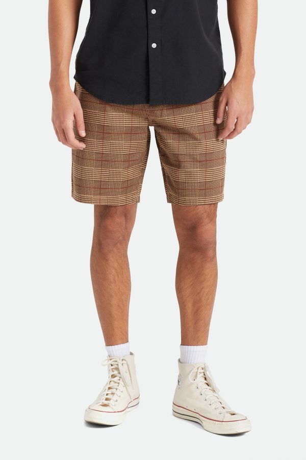 Brixton Choice Chino Shorts - Houndstooth/Brown - Image 3
