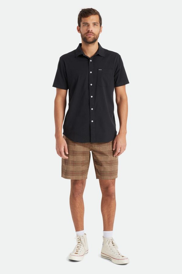 Brixton Choice Chino Shorts - Houndstooth/Brown - Image 2