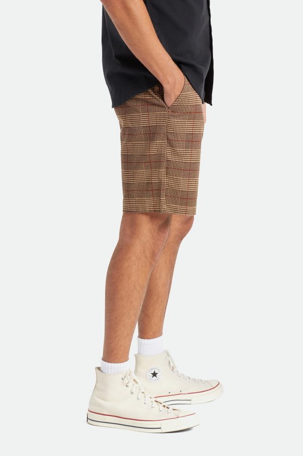 Brixton Choice Chino Shorts - Houndstooth/Brown - Image 5
