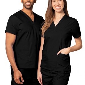 Adar Unisex V-Neck Tunic 3 Pocket - Black