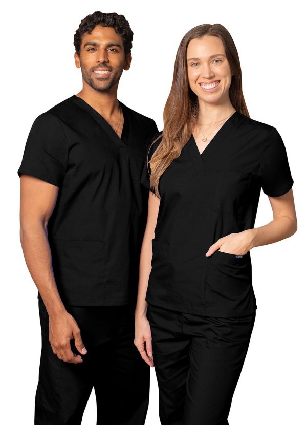 Adar Unisex V-Neck Tunic 3 Pocket - Black