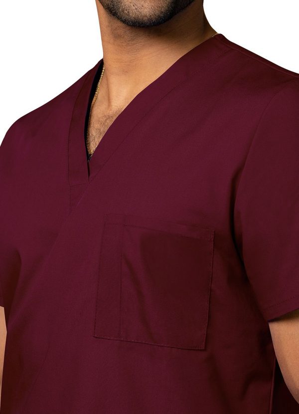 Adar Unisex V-Neck Tunic 3 Pocket - Burgandy - Image 4