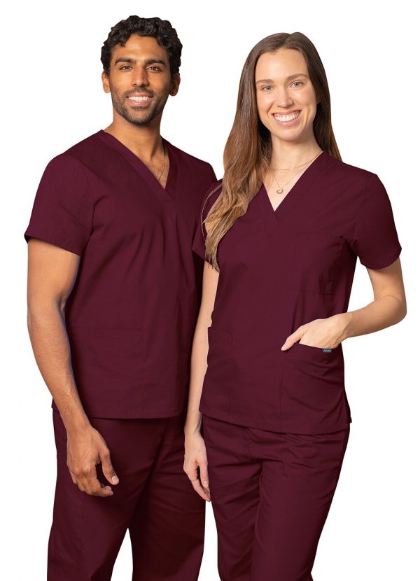Adar Unisex V-Neck Tunic 3 Pocket - Burgandy