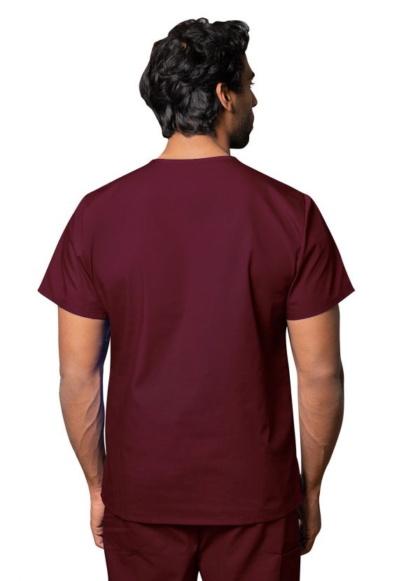 Adar Unisex V-Neck Tunic 3 Pocket - Burgandy - Image 2