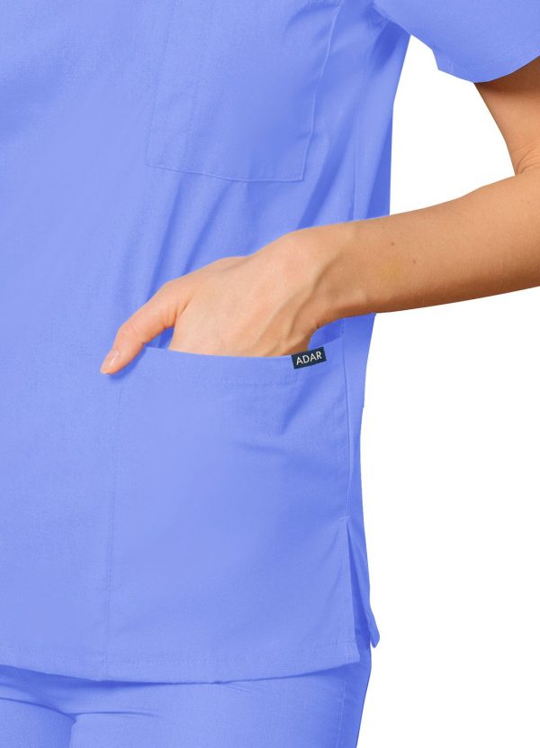 Adar Unisex V-Neck Tunic 3 Pocket - Ceil Blue - Image 3
