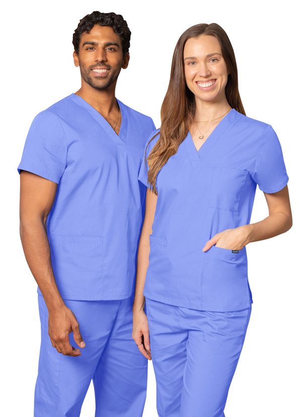 Adar Unisex V-Neck Tunic 3 Pocket - Ceil Blue