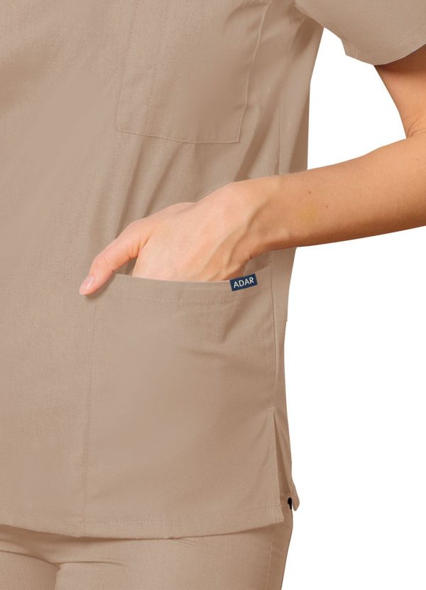 Adar Unisex V-Neck Tunic 3 Pocket - Khaki - Image 4