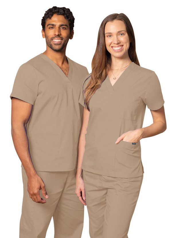 Adar Unisex V-Neck Tunic 3 Pocket - Khaki