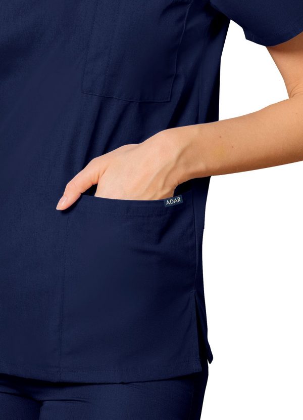 Adar Unisex V-Neck Tunic 3 Pocket - Navy - Image 3