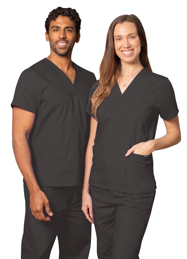 Adar Unisex V-Neck Tunic 3 Pocket - Pewter