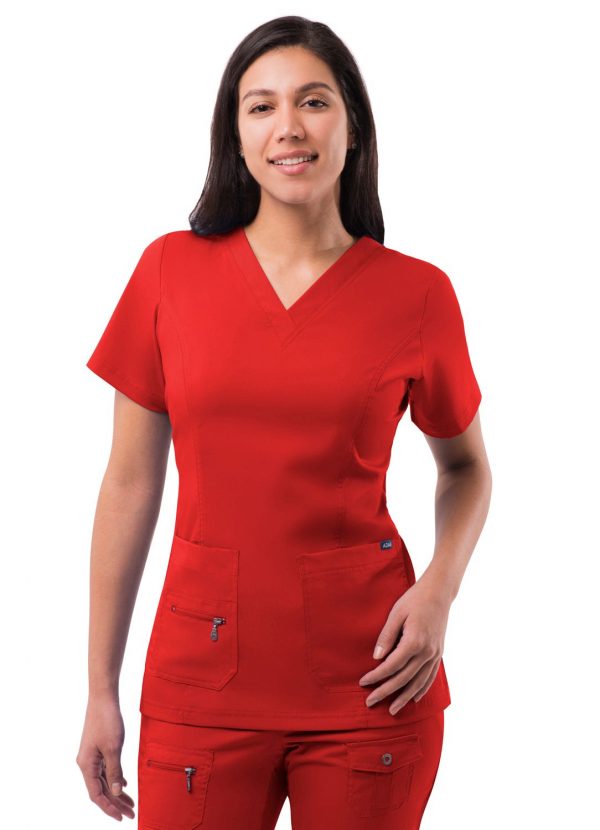 Adar Womens Elevated V-neck Scrub Top - Apple