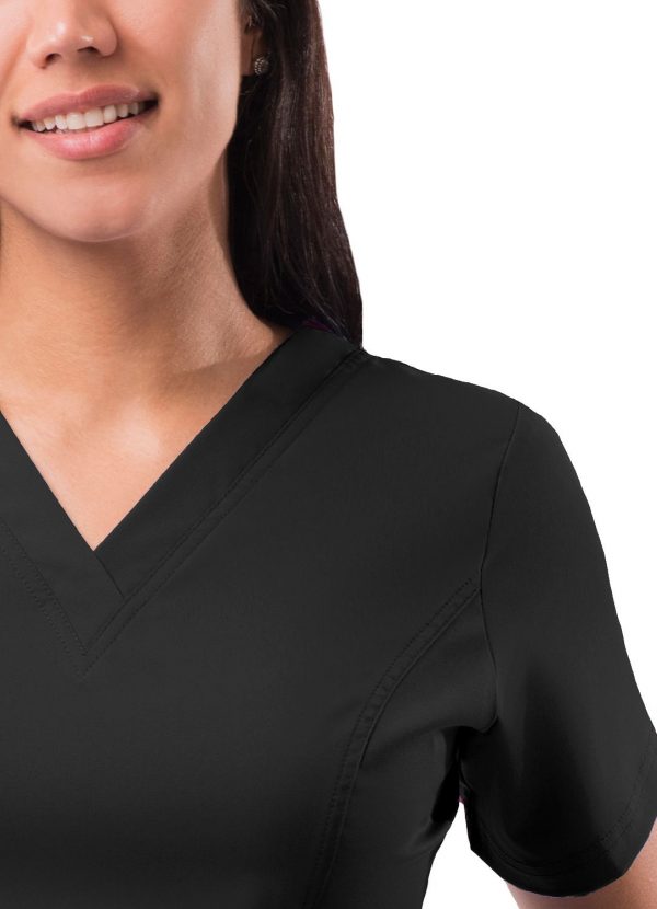 Adar Womens Elevated V-neck Scrub Top - Black - Image 3