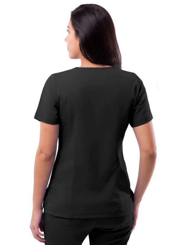 Adar Womens Elevated V-neck Scrub Top - Black - Image 2