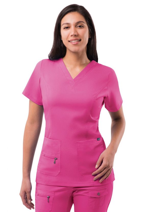 Adar Womens Elevated V-neck Scrub Top - Fruit Punch