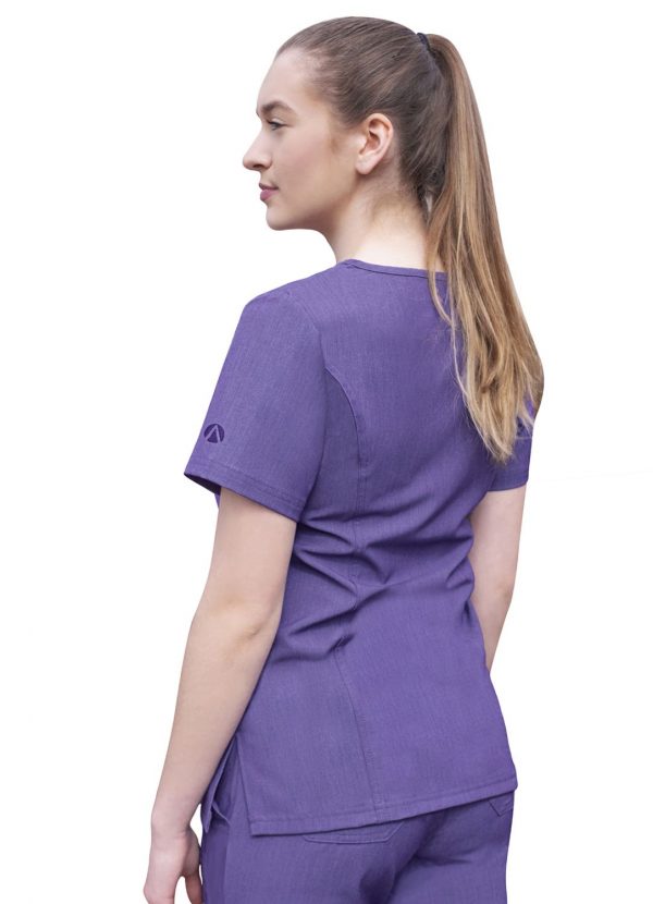 Adar Womens Elevated V-neck Scrub Top - Heather Grape - Image 2