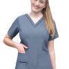 Adar Womens Elevated V-neck Scrub Top - Heather Navy