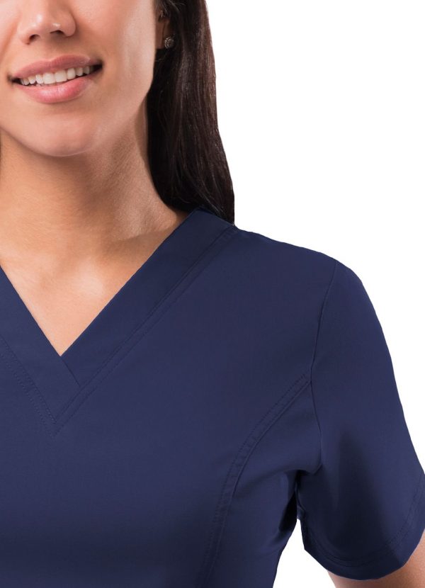 Adar Womens Elevated V-neck Scrub Top - Navy - Image 3