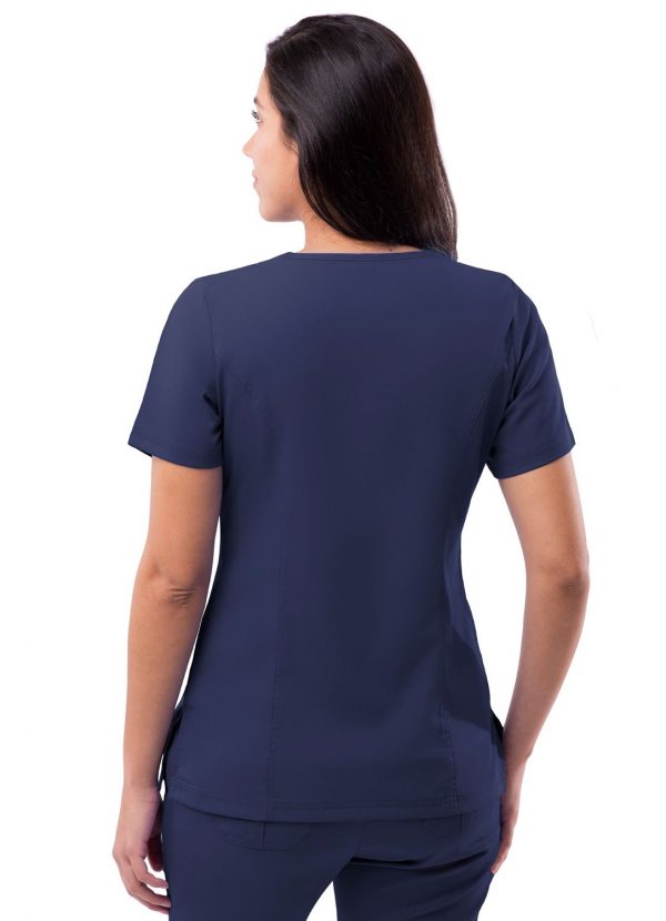 Adar Womens Elevated V-neck Scrub Top - Navy - Image 2