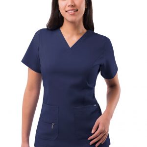 Adar Womens Elevated V-neck Scrub Top - Navy