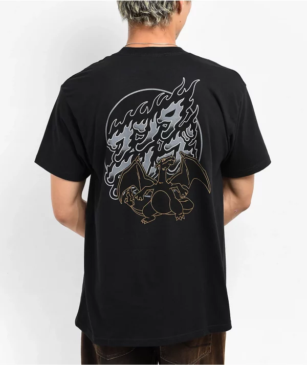 Pokemon & Santa Cruz Fire Type 3 Men's Black T-Shirt - (Charizard)
