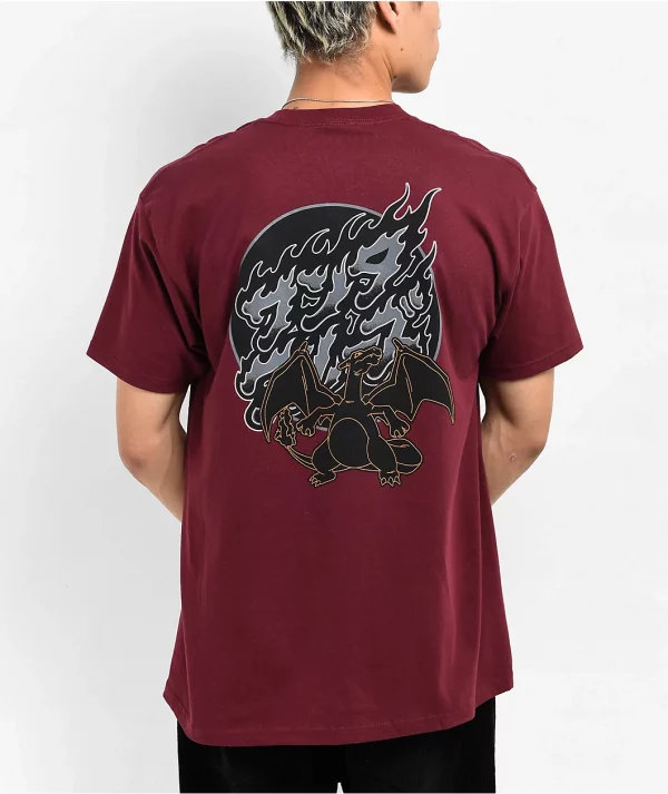 Pokemon & Santa Cruz Fire Type 3 Men's Burgundy T-Shirt - (Charizard)