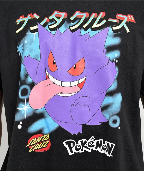 Pokemon & Santa Cruz Ghost Type 3 Men's Black T-Shirt - (Gengar)