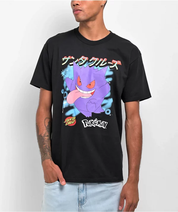 Pokemon & Santa Cruz Ghost Type 3 Men's Black T-Shirt - (Gengar) - Image 2