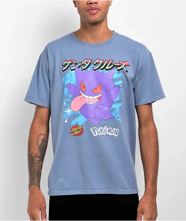 Pokemon & Santa Cruz Ghost Type 3 Men's Saltwater T-Shirt - (Gengar) - Image 2