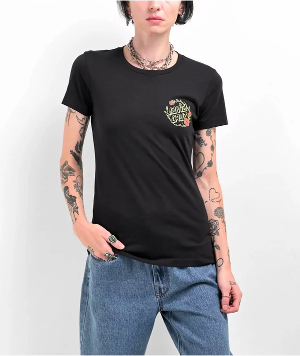 Pokemon & Santa Cruz Grass Type 1 Women's Black T-Shirt - Image 2