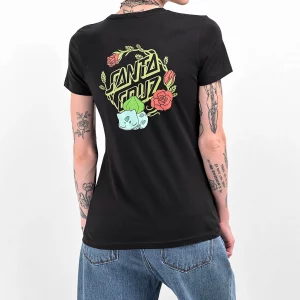 Pokemon & Santa Cruz Grass Type 1 Women's Black T-Shirt