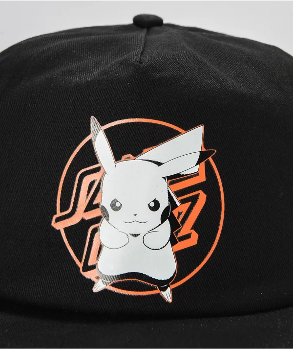 Pokemon & Santa Cruz Pikachu Black Snapback Hat - Image 2