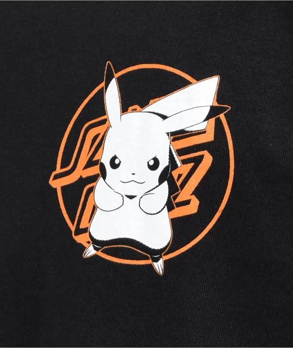 Pokemon & Santa Cruz Pikachu Men's Black T-Shirt - Image 3