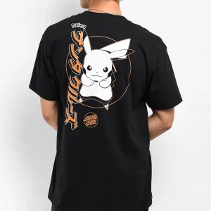 Pokemon & Santa Cruz Pikachu Men's Black T-Shirt