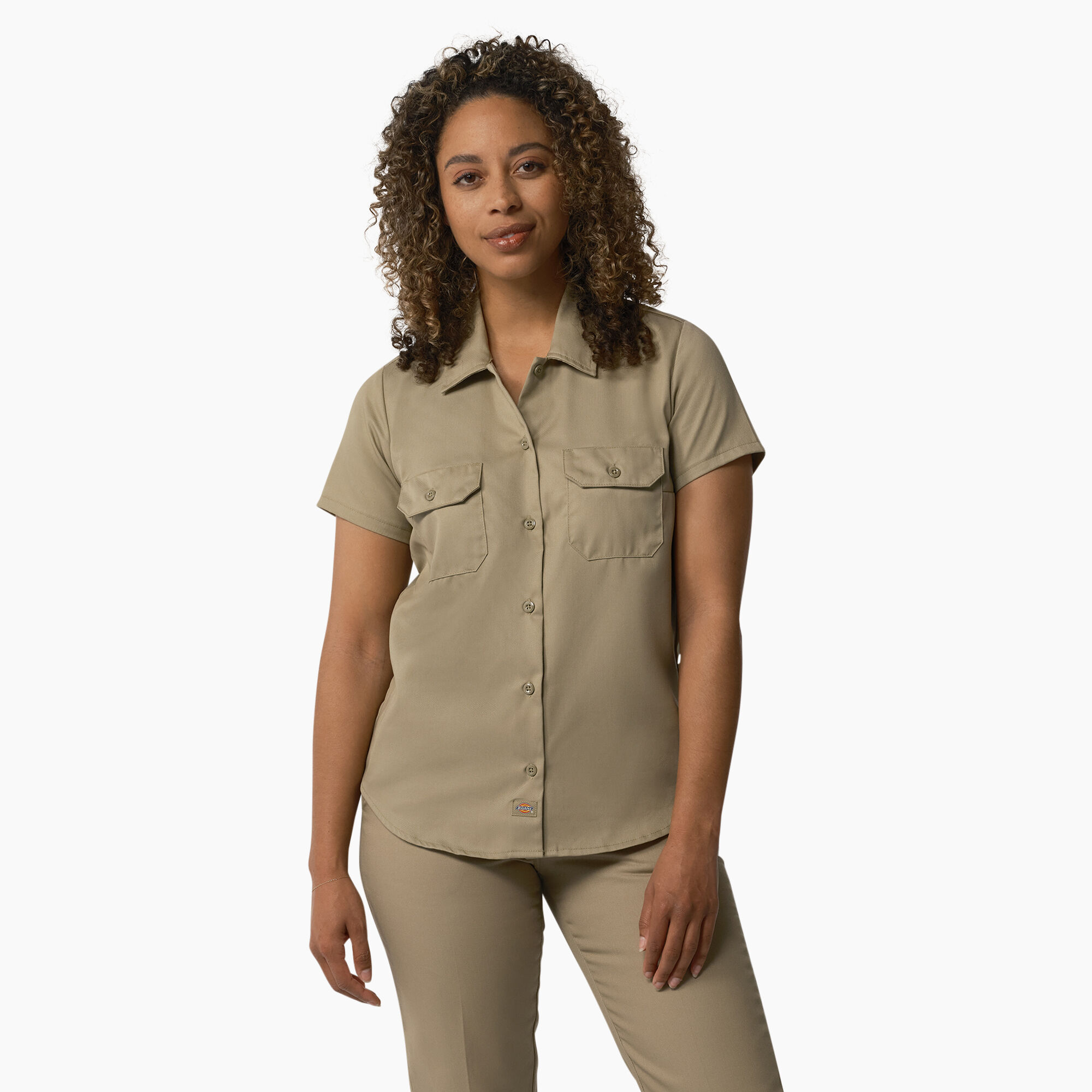 Women s CDCR CSC or SCC Dickies Short Sleeve Work Shirt Tan Halby s