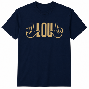 Lou Holtz Tribute Notre Dame Football Black T-Shirt - Lou Helmet Sticker